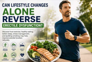 Healthy lifestyle habits including exercise and balanced diet that may improve erectile dysfunction naturally
